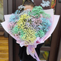Букет из радужной гипсофилы