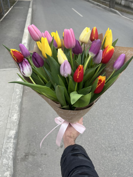 25 тюльпанов микс в упаковке в Керчи
