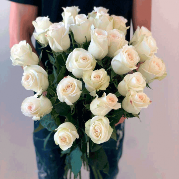 21 белая роза, лента в Керчи